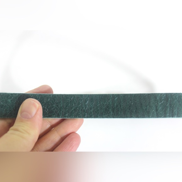 1980’s OLSEN Dark Green Leather Belt with Infinity Crossed Keeper Loop Silver - Picture 8 of 10